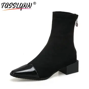 TASSLYNN 2019 Elegant Women Boots Winter Suede Pointed Toe Ankle Boots Sexy Basic Heel Boots Patchwork Womens Shoes Size 34-43
TASSLYNN 2019 Elegant Women Boots Winter Suede Pointed Toe Ankle Boots Sexy Basic Heel Boots Patchwork Womens Shoes Size 34-43