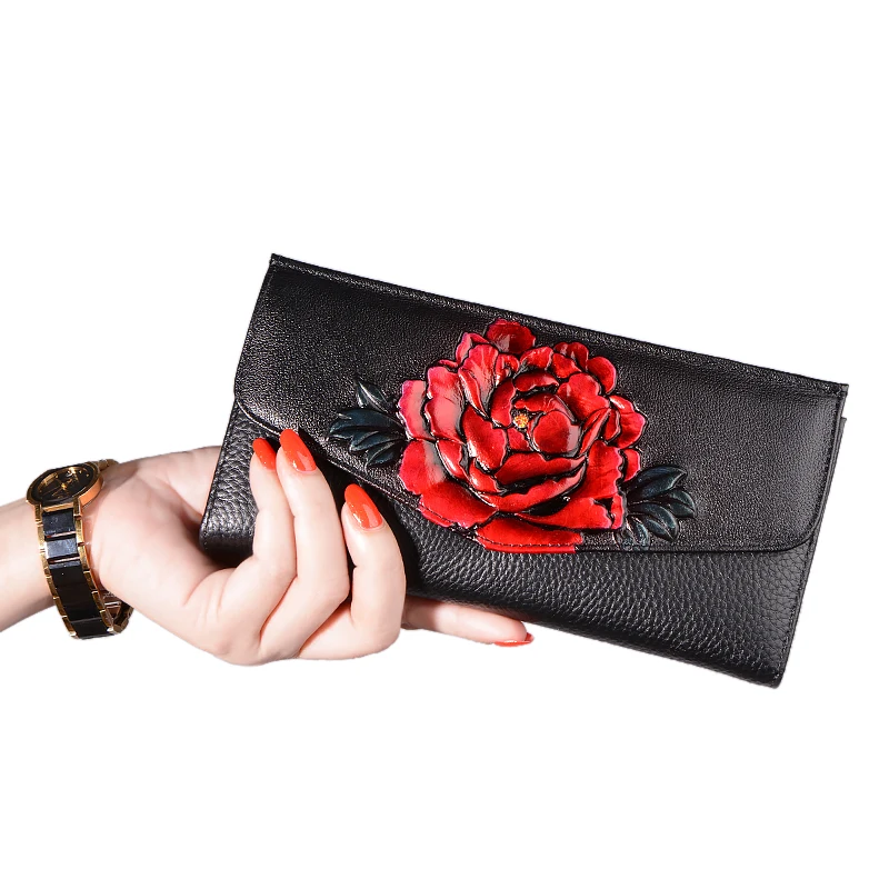 New Genuine Leather Women Wallets Long Brand Flower Clutches Large Capacity Envelope Bolsa Feminina Female Purse
New Genuine Leather Women Wallets Long Brand Flower Clutches Large Capacity Envelope Bolsa Feminina Female Purse