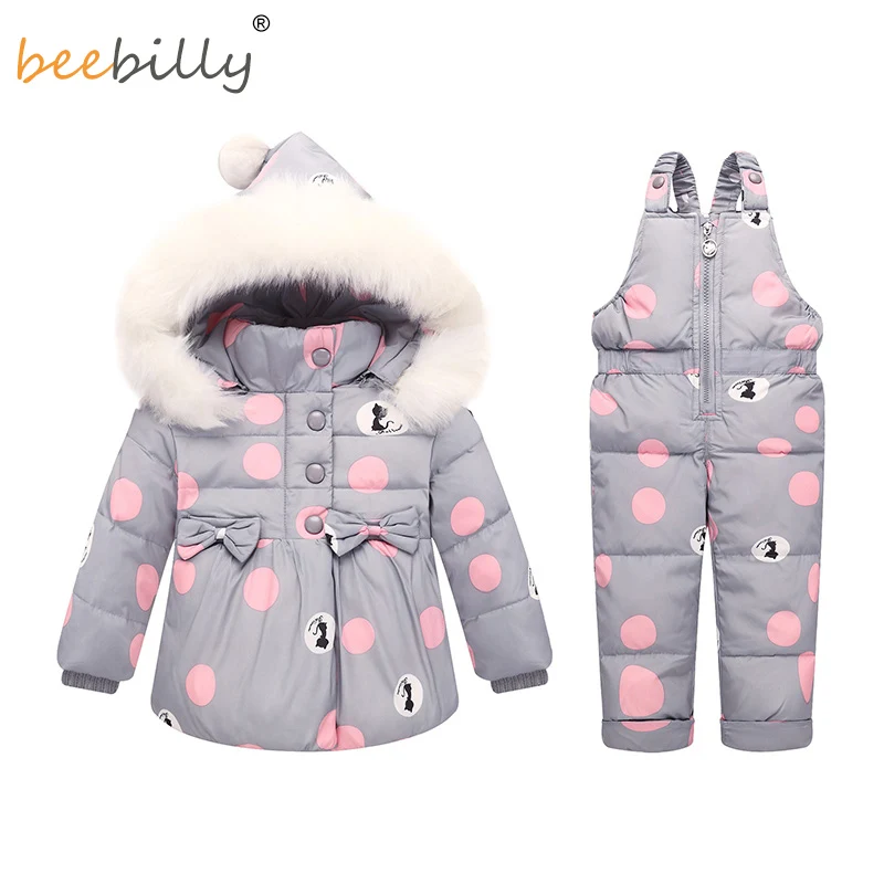 Winter Baby Girls Clothing Sets Warm Children Down Jackets Kids Snowsuit Ski Suit Girl's Outerwear Coat+Pants | Мать и ребенок