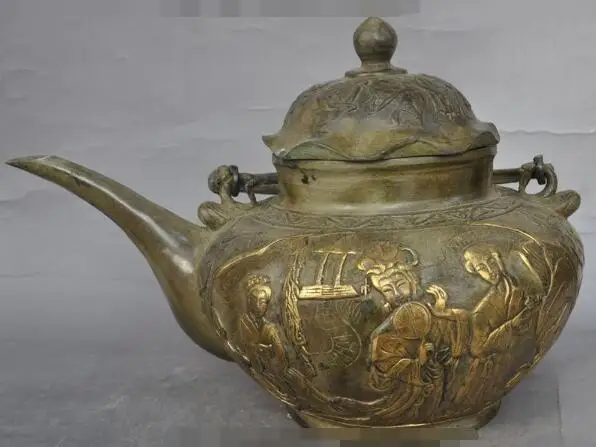 S01176 marked Chinese Bronze gilt Belle Beauty 8 treasure Statue TeaPot Wine Pot Flagon (B0413)
S01176 marked Chinese Bronze gilt Belle Beauty 8 treasure Statue TeaPot Wine Pot Flagon (B0413)