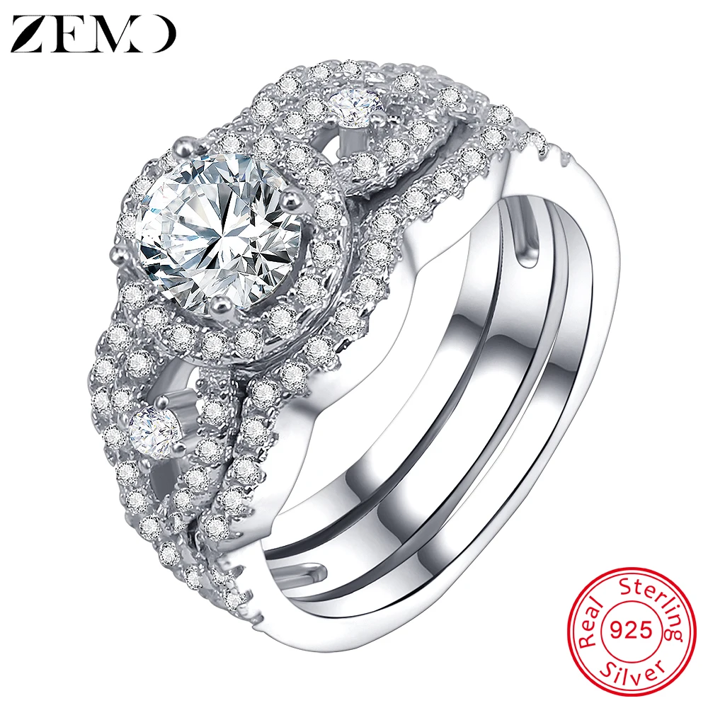ZEMO 100% 925 Sterling Silver Wedding Rings set for Women Men Luxury Crystal Engagement Rings Vintage Cubic Zirconia Jewelry
ZEMO 100% 925 Sterling Silver Wedding Rings set for Women Men Luxury Crystal Engagement Rings Vintage Cubic Zirconia Jewelry