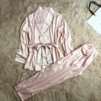 Sexy Women's 2PC Satin Pajamas Sets Notch Collar Long Sleeves Long Pants Silk Pyjamas Suit Female Sleepwear Pajama Party Wear
Sexy Women's 2PC Satin Pajamas Sets Notch Collar Long Sleeves Long Pants Silk Pyjamas Suit Female Sleepwear Pajama Party Wear