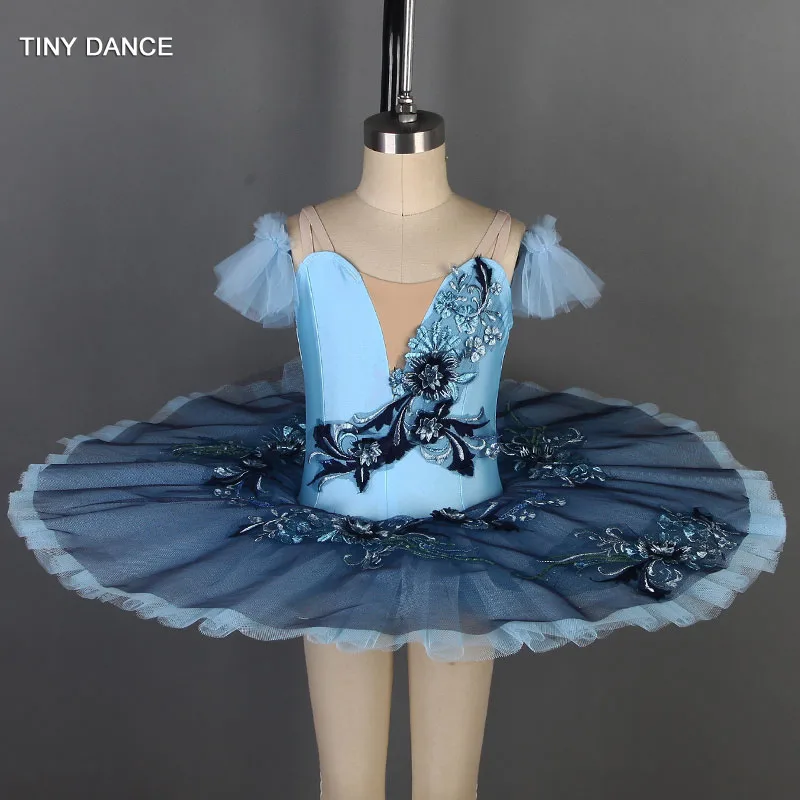 

Blue Professional Ballet Dance Tutu Costume for Girls Solo Dance Pancake Tutu Performance Dress Ballerina Pleated Tutus BLL071