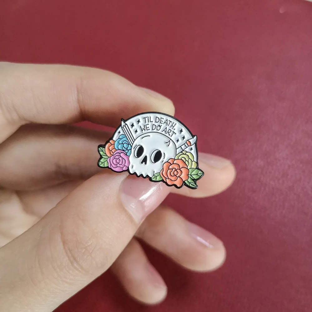 Til Death We Do Art Pencil Brush Palette Colorful Flowers Skull skeleton Brooches Enamel Lapel Pin Badge artist Jewelry Gift
Til Death We Do Art Pencil Brush Palette Colorful Flowers Skull skeleton Brooches Enamel Lapel Pin Badge artist Jewelry Gift