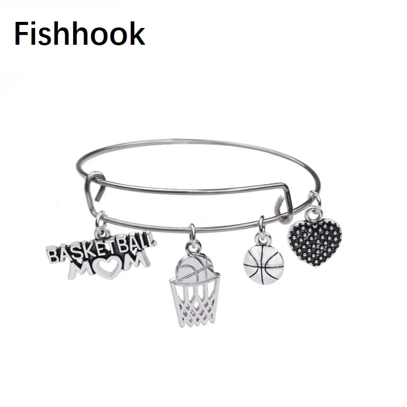 Fishhook Sporty Style Silver Plated Basketball Mom Words Charm Bracelet Stainless Steel Wire Bangle For Men Jewelry Girl Gifts
Fishhook Sporty Style Silver Plated Basketball Mom Words Charm Bracelet Stainless Steel Wire Bangle For Men Jewelry Girl Gifts