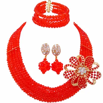 Fashion Red Crystal African Wedding Beads Jewelry Set Nigerian Beaded Necklace for Women Girls 5L-DS016
Fashion Red Crystal African Wedding Beads Jewelry Set Nigerian Beaded Necklace for Women Girls 5L-DS016