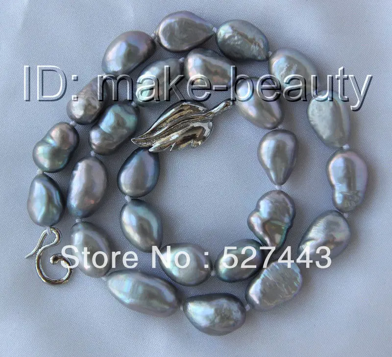 Wholesale free shipping >>stunning big 15mm baroque gray freshwater cultured pearl necklace
Wholesale free shipping >>stunning big 15mm baroque gray freshwater cultured pearl necklace