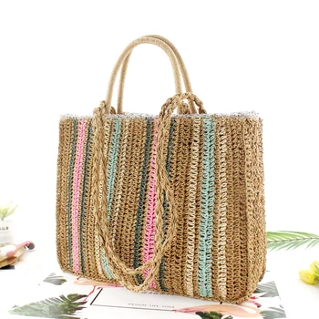 Colorful paper rope straw bag shoulder portable woven bag casual beach fashion handbag
Colorful paper rope straw bag shoulder portable woven bag casual beach fashion handbag