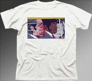 PULP FICTION POP TRAVOLTA SAMUEL L JACKSON white cotton t-shirt 9892