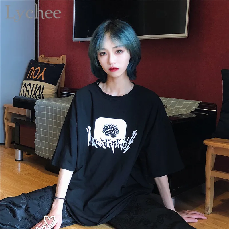 Lychee Harajuku Black Letter Brain Female T Shirt Top Tees O-Neck Short Sleeve Summer Loose Women T-shirts T Shirt
Lychee Harajuku Black Letter Brain Female T Shirt Top Tees O-Neck Short Sleeve Summer Loose Women T-shirts T Shirt