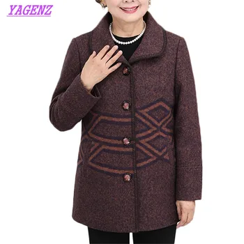 Middle-aged women Plus size Printing Woolen coat Autumn Winter Fashion Single-breasted Wool coat Women's Cardigan Overcoat A884
Middle-aged women Plus size Printing Woolen coat Autumn Winter Fashion Single-breasted Wool coat Women's Cardigan Overcoat A884