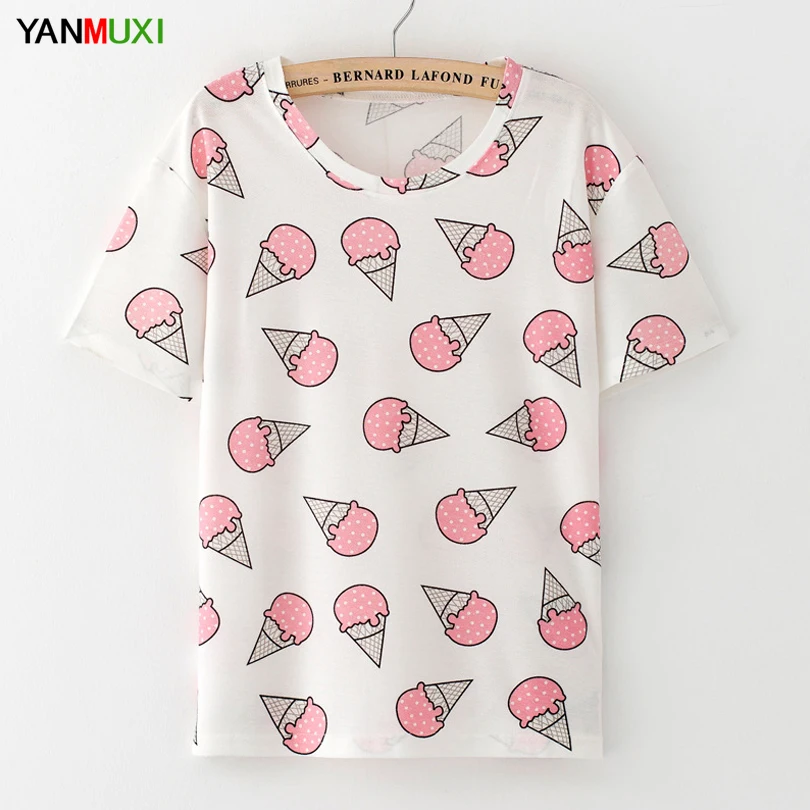 Hot Women Fruit Printed O-Neck Basic T-Shirt Strawberry Ice Cream Short Sleeve Casual Top Tee Summer Brand T Shirt
Hot Women Fruit Printed O-Neck Basic T-Shirt Strawberry Ice Cream Short Sleeve Casual Top Tee Summer Brand T Shirt