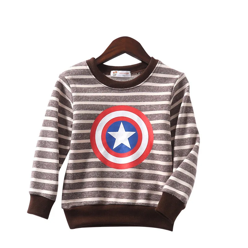 2019 New Boys Girls Long Sleeve T Shirt Round Collar Striped Sweater 100-140cm Kids Wear Print Captain America Pure Cotton Top
2019 New Boys Girls Long Sleeve T Shirt Round Collar Striped Sweater 100-140cm Kids Wear Print Captain America Pure Cotton Top