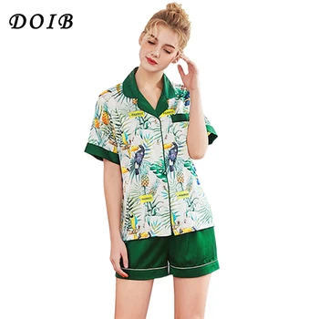 Womens Silk Satin Pajamas Set Pyjamas Floral Print Short Sleeve Sleepwear Suit Female Sleep Pijama Two Piece Set
Womens Silk Satin Pajamas Set Pyjamas Floral Print Short Sleeve Sleepwear Suit Female Sleep Pijama Two Piece Set