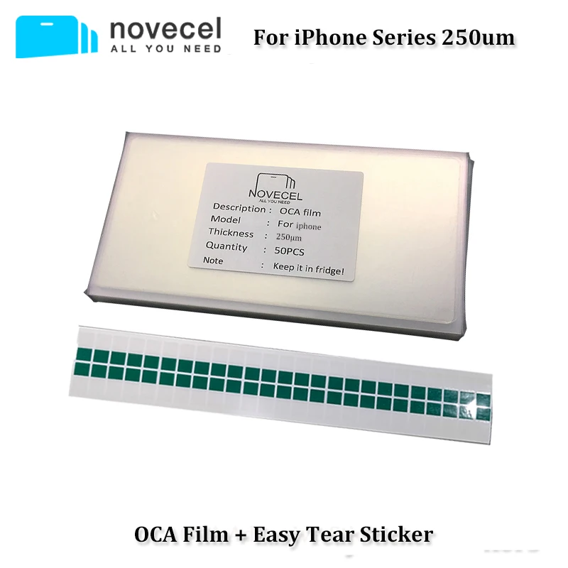 Novecel 50pcs 250um OCA Film for iPhone 5 6 6S 7 8 Plus X XR XS Max Optical Adhesive Sticker for Touch Glass Lens Replacement
Novecel 50pcs 250um OCA Film for iPhone 5 6 6S 7 8 Plus X XR XS Max Optical Adhesive Sticker for Touch Glass Lens Replacement
