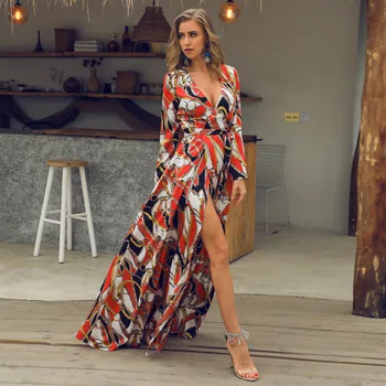 2019 Sexy Deep V Neck Print Women Summer Dress Long Sleeve Beach Style Floor Length Elegant Female Dress
2019 Sexy Deep V Neck Print Women Summer Dress Long Sleeve Beach Style Floor Length Elegant Female Dress