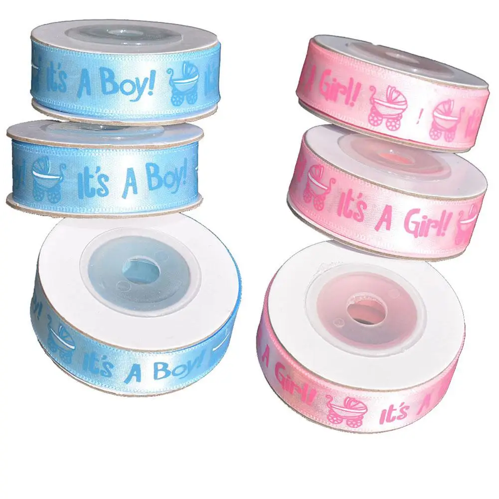 15mm Baby Girl Baby Girl Satin Printed Ribbon Cards Cakes  Gifts Hair Shower