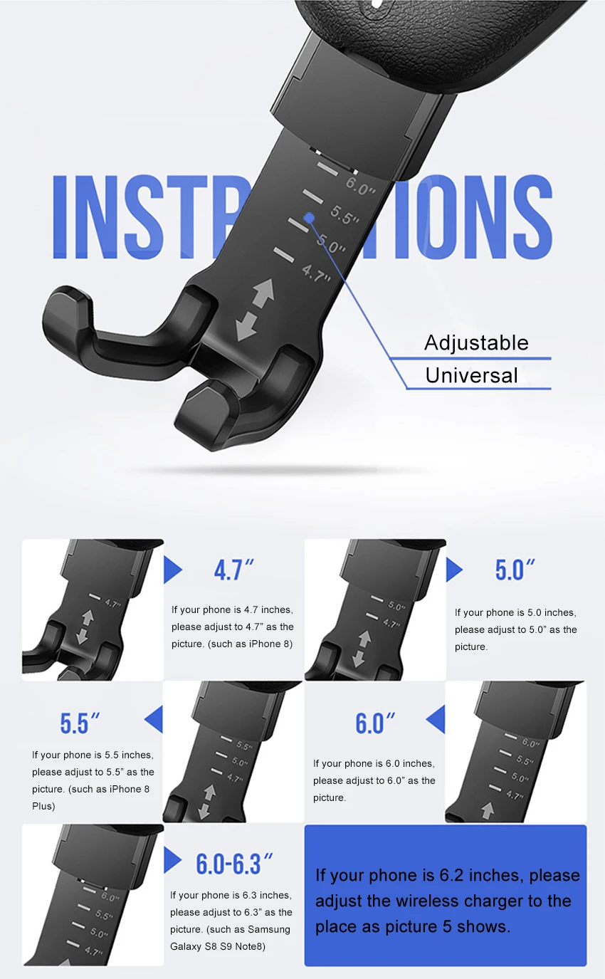 Aimitek Qi 10W Fast Wireless Charger Car Phone Holder-13