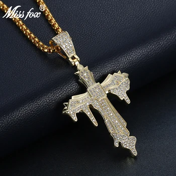Missfox Dripping Cross Pendant Necklace Full Lab Diamond Tide Brand Hip Hop Top Quality Personality Copper Dainty Necklaces 2019
Missfox Dripping Cross Pendant Necklace Full Lab Diamond Tide Brand Hip Hop Top Quality Personality Copper Dainty Necklaces 2019