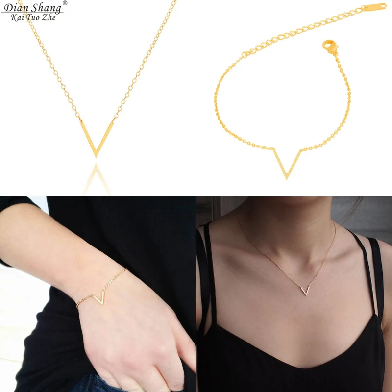 2017 Initials V Jewelry Sets Stainless Steel Charm Link Chain For Women Friend Gifts Simple Arrow Choker Necklace Bracelet Femme
2017 Initials V Jewelry Sets Stainless Steel Charm Link Chain For Women Friend Gifts Simple Arrow Choker Necklace Bracelet Femme