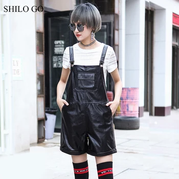 SHILO GO Leather Overalls Womens Summer Fashion sheepskin genuine Overalls metal button spaghetti strap loose Casual pants
SHILO GO Leather Overalls Womens Summer Fashion sheepskin genuine Overalls metal button spaghetti strap loose Casual pants