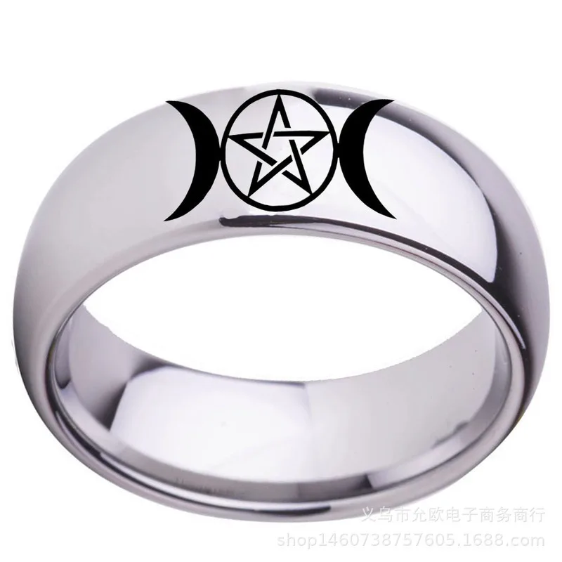 Triple Moon Goddess Stainless Steel Wicca Crescent Moon Ring Pentagram Pagan Jwelry For Women Men
Triple Moon Goddess Stainless Steel Wicca Crescent Moon Ring Pentagram Pagan Jwelry For Women Men