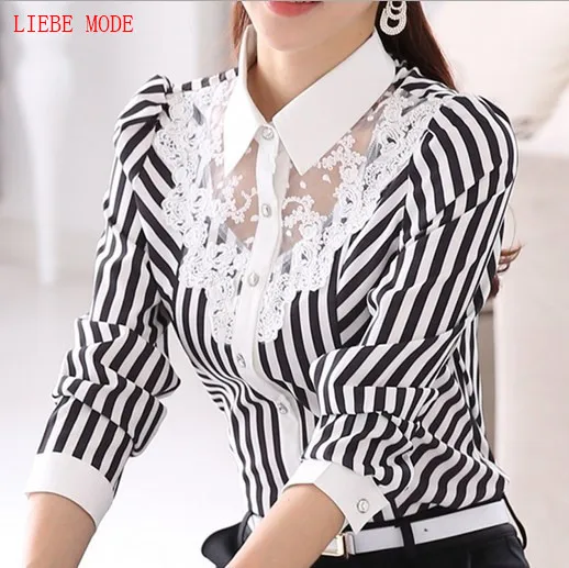 2017 New Spring Women Elegant Striped Long Sleeve Lace Shirt Office Ladies Business Slim Blouse Plus Size 3XL 4XL Work Wear Tops
2017 New Spring Women Elegant Striped Long Sleeve Lace Shirt Office Ladies Business Slim Blouse Plus Size 3XL 4XL Work Wear Tops
