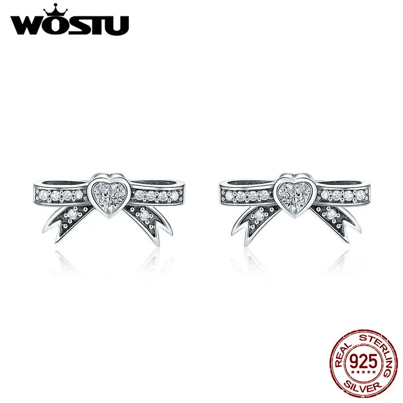WOSTU Real 925 Sterling Silver Sparkling Bow Bowknot Heart Stud Earrings for Women Fashion Brand Designer Silver Jewelry DXE401
WOSTU Real 925 Sterling Silver Sparkling Bow Bowknot Heart Stud Earrings for Women Fashion Brand Designer Silver Jewelry DXE401