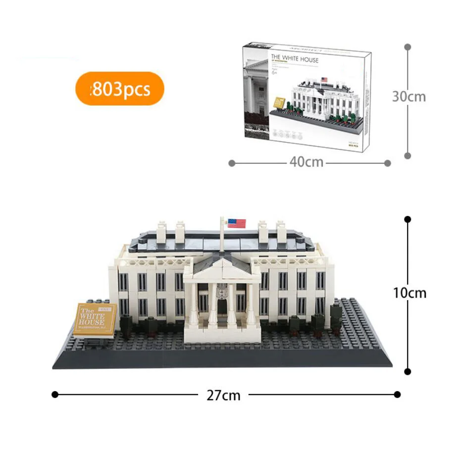 The presidential palace of the United States World famous architecture building block Washington White House model bricks toys
The presidential palace of the United States World famous architecture building block Washington White House model bricks toys