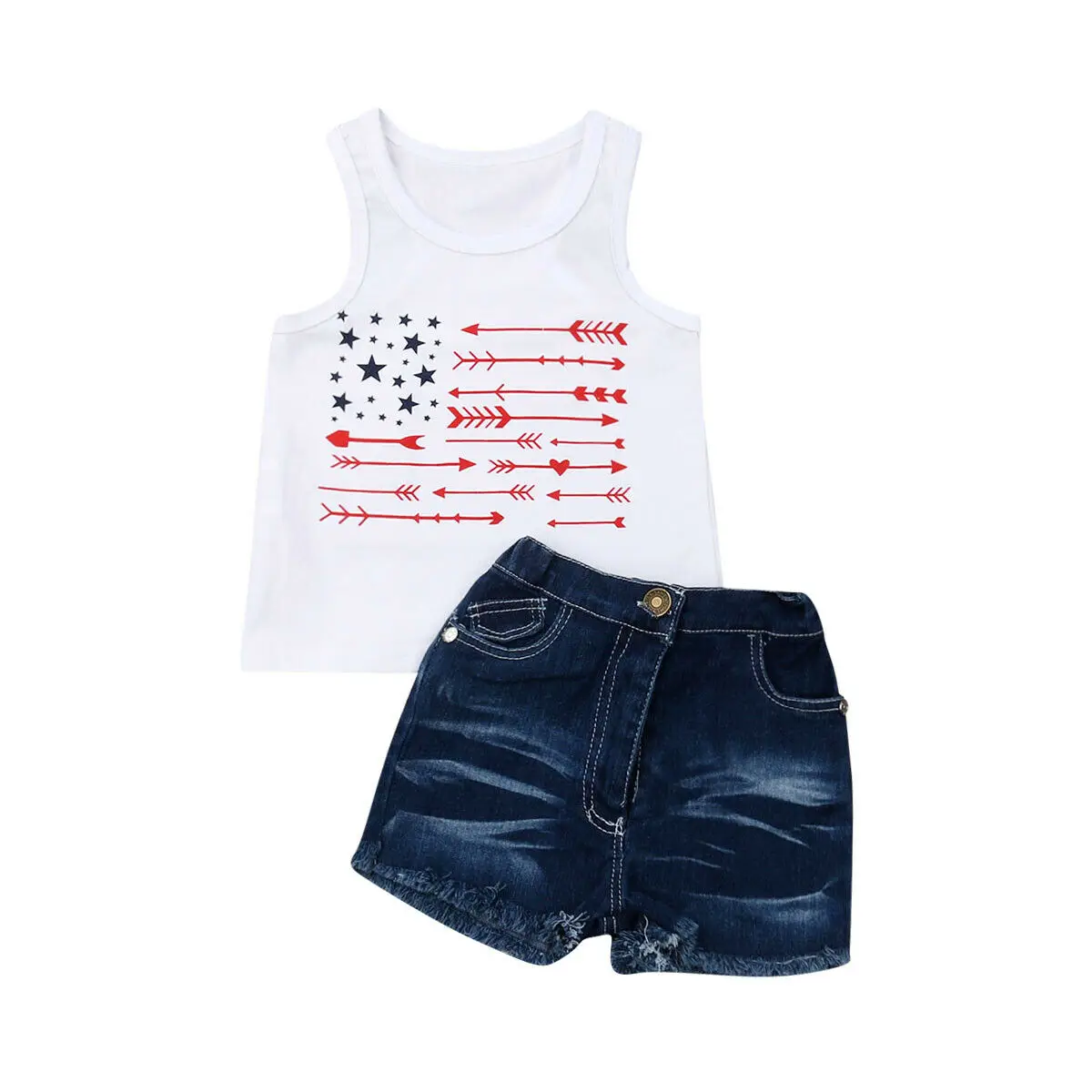 New 4Th Of July Kids Toddler Baby Girls Sleeveless Tops+Shorts Jeans Pants Outfits Set Clothes
New 4Th Of July Kids Toddler Baby Girls Sleeveless Tops+Shorts Jeans Pants Outfits Set Clothes