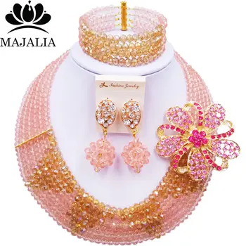 Majalia Fashion Trendy Nigeria Wedding African Beads Jewelry Set Peach Crystal Necklace Bridal Jewelry Sets 6ST0025
Majalia Fashion Trendy Nigeria Wedding African Beads Jewelry Set Peach Crystal Necklace Bridal Jewelry Sets 6ST0025