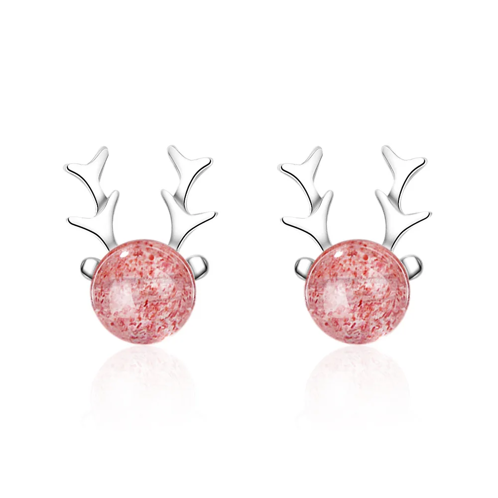 Classic Christmas Elk Deer Animal Pink Strawberry Quartz 925 Sterling Silver Ladies Stud Earrings Original Jewelry For Women
Classic Christmas Elk Deer Animal Pink Strawberry Quartz 925 Sterling Silver Ladies Stud Earrings Original Jewelry For Women