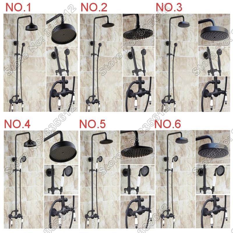 Black Oil Rubbed Brass Bathroom Rain Shower Faucet Set with Handheld Shower Ceramic Handles Cold & Hot Water Shower Tap Jhs002
Black Oil Rubbed Brass Bathroom Rain Shower Faucet Set with Handheld Shower Ceramic Handles Cold & Hot Water Shower Tap Jhs002