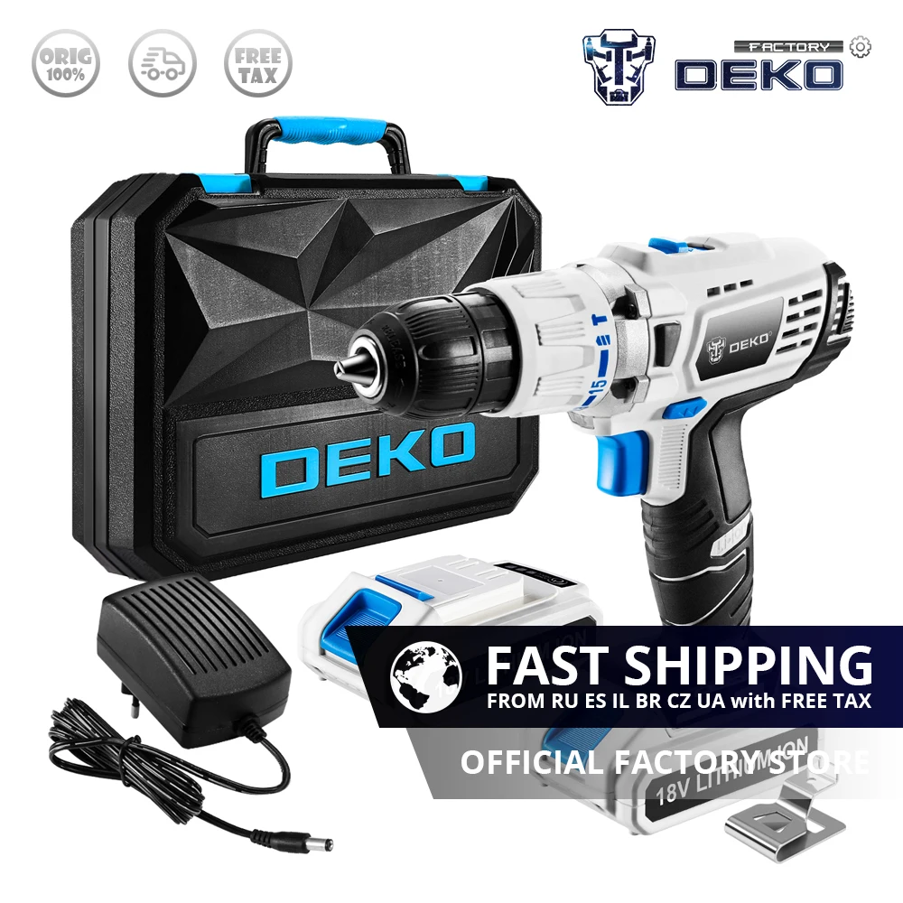 Factory Outlet DEKO GCD18DU3 18V Impact Cordless Drill Lithium Battery 50N.m Electric Screwdriver DC Handheld Mini Power Driver
Factory Outlet DEKO GCD18DU3 18V Impact Cordless Drill Lithium Battery 50N.m Electric Screwdriver DC Handheld Mini Power Driver