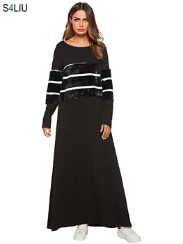 Women Muslim Long Dress Velvet Patchwork Stripe Shift Gown Long Sleeve Abaya Lady Robe Casual Elegant Casual Kaftan Dubai Dress
Women Muslim Long Dress Velvet Patchwork Stripe Shift Gown Long Sleeve Abaya Lady Robe Casual Elegant Casual Kaftan Dubai Dress