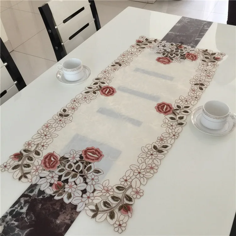 

40*85cm Elegant Embroidery Table Runner Pastoral Fabric Tea tablecloth, Luxury Table mat table Cover for decoration