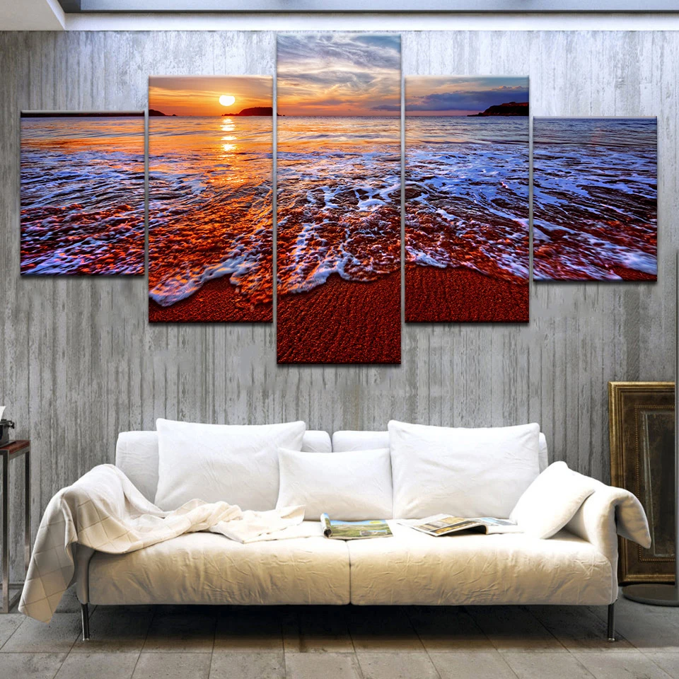 Canvas Painting Living Room Wall Art Framework 5 Piece Sunset Glow Beach Sea Waves Poster HD Prints Seascape Pictures Home Decor
Canvas Painting Living Room Wall Art Framework 5 Piece Sunset Glow Beach Sea Waves Poster HD Prints Seascape Pictures Home Decor