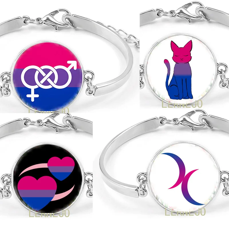 Flag Bisexual Top Symbol Bracelet Badge Pride Two Heart Crescent Moon LOGO Bangle For Best Friends Forever Sister Wrist Band
Flag Bisexual Top Symbol Bracelet Badge Pride Two Heart Crescent Moon LOGO Bangle For Best Friends Forever Sister Wrist Band