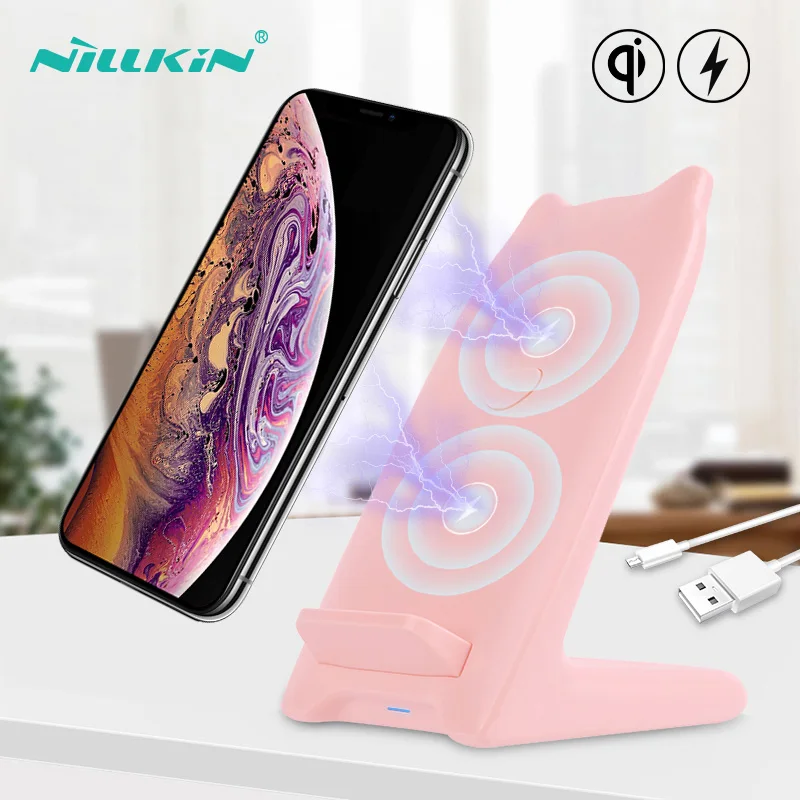 

NILLKIN Fast Wireless Charging For Samsung s8 s9 10w Qi Wireless Phone Chargers For iPhone xr 8 Pink Charger For Huawei Xiaomi