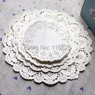 Image White Paper Doilies set of 6.5 8.5 10.5 inch 36pcs set 4sets lots food grade disposable paper placemats laciness