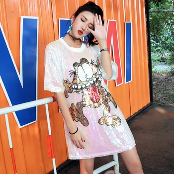 Summer short-sleeved T-shirt female 2019 summer new cartoon ladies sequin T-shirt short-sleeved T-shirt loose long section
Summer short-sleeved T-shirt female 2019 summer new cartoon ladies sequin T-shirt short-sleeved T-shirt loose long section