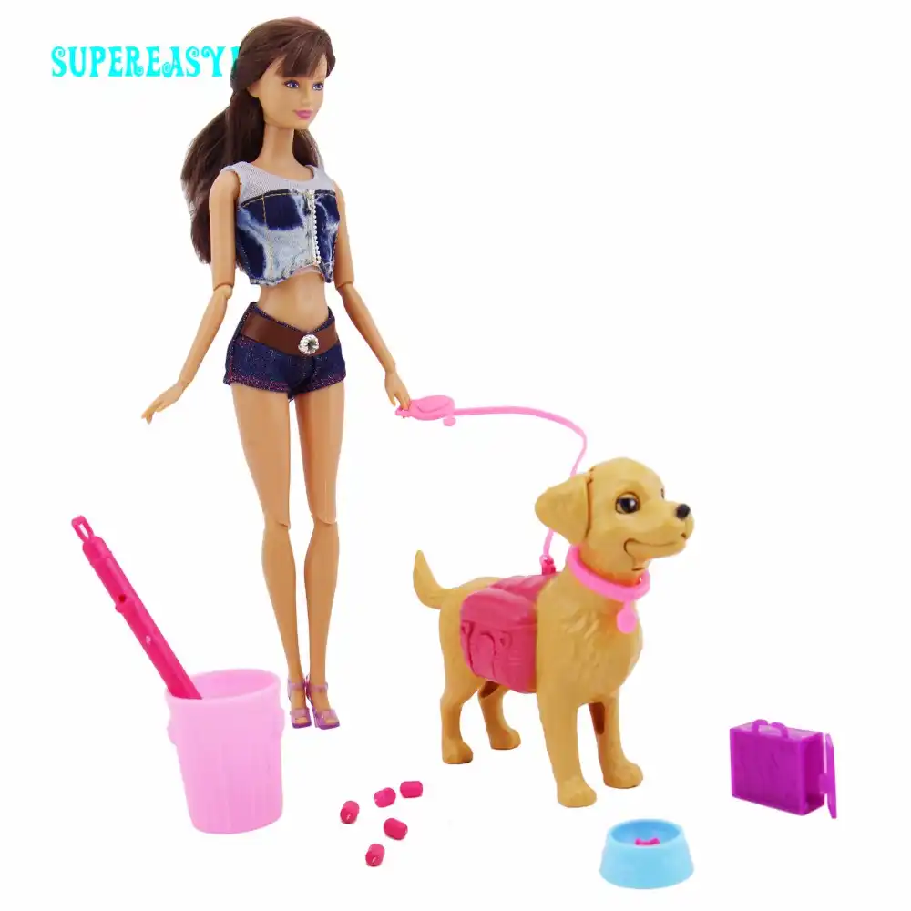 barbie dog walking set