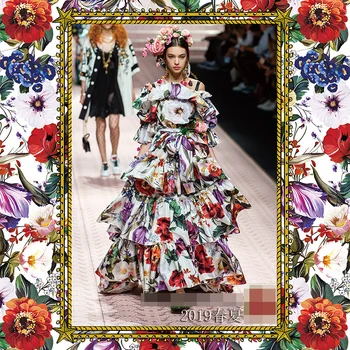 New European and American spring and summer show high-grade printed fabric polyester fashion skirt shirt women's clothing cloth
New European and American spring and summer show high-grade printed fabric polyester fashion skirt shirt women's clothing cloth