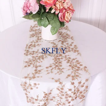 RU045A new arrival good quality free shipping Elegant embroidery champagne gold floral sequin table runner
RU045A new arrival good quality free shipping Elegant embroidery champagne gold floral sequin table runner