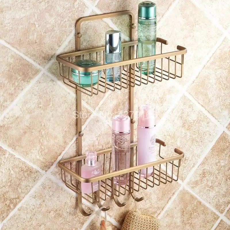 Vintage Antique Brass Wall Mounted Bathroom Accessory Double Layer Tier Soap / Sponge Corner Shower Storage Basket aba109
Vintage Antique Brass Wall Mounted Bathroom Accessory Double Layer Tier Soap / Sponge Corner Shower Storage Basket aba109