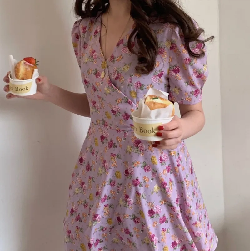 A Line Purple Flower Dress Cute Vintage Summer 2019 Clothes For Women Floral Mini Vestidos Cortos Purple Korean Style v Neck
A Line Purple Flower Dress Cute Vintage Summer 2019 Clothes For Women Floral Mini Vestidos Cortos Purple Korean Style v Neck