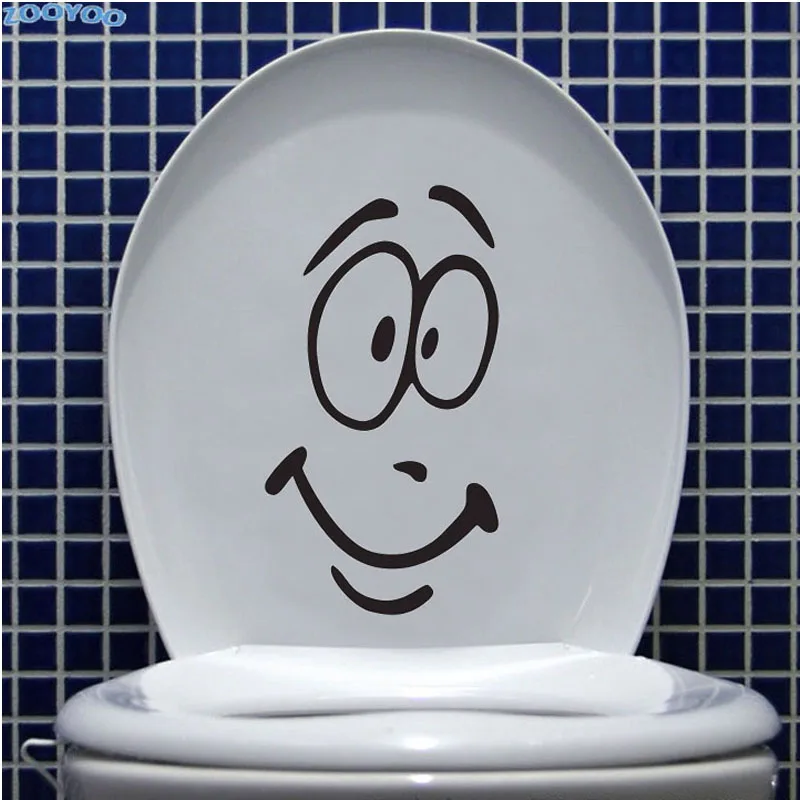 

ZOOYOO Smile Face Toilet Wall Sticker Funny Wall Decals Creative Design Toilet Seat Stickers Home Decor