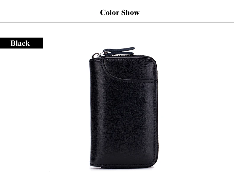 Lomelobo Unisex Split Leather Key Wallet Litchi Pattern Women Multi-Function Coin Purse Men Car Chain Bags Credit ID Card Holder HCL950 Details (15)