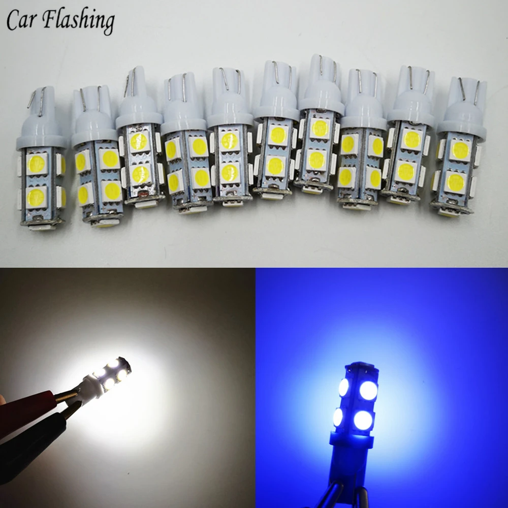 10PCS LED light T10 W5W LED Bulbs 9SMD 5050 W5W T10 LED White Blue auto car wedge clearance lights W5W 194 168 led interior lamp
10PCS LED light T10 W5W LED Bulbs 9SMD 5050 W5W T10 LED White Blue auto car wedge clearance lights W5W 194 168 led interior lamp