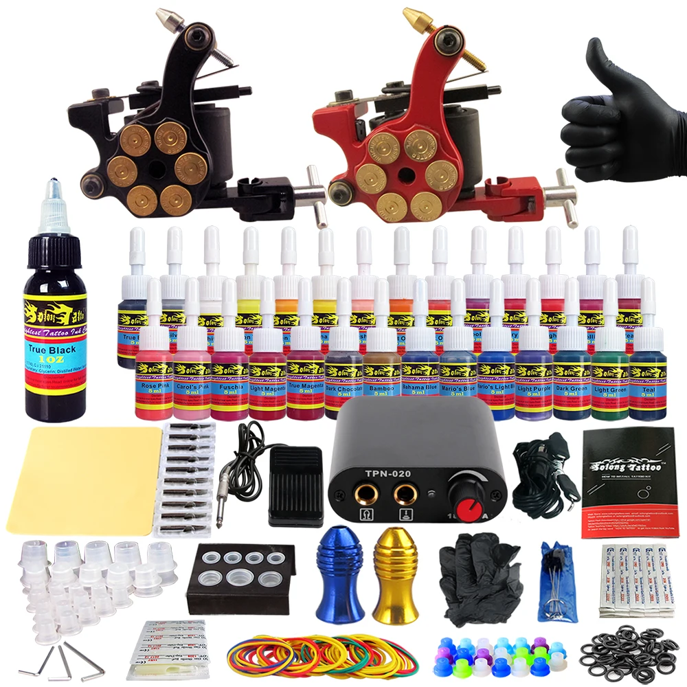 Solong Tattoo complete professional 2 tattoo Machine Guns set Tattoo Kit 28 Inks Needle Grips power supply TK204-18
Solong Tattoo complete professional 2 tattoo Machine Guns set Tattoo Kit 28 Inks Needle Grips power supply TK204-18